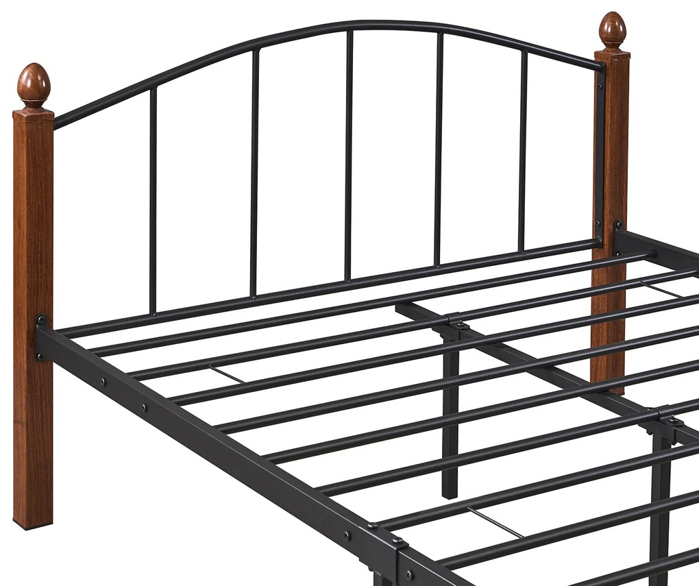 Κρεβάτι Ημίδιπλο ArteLibre LARAMIE Μαύρο/Καρυδί Μέταλλο Για Στρώμα 120x200cm