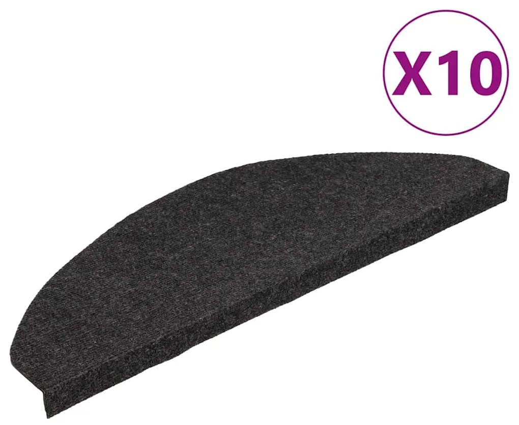 vidaXL Πατάκια Σκάλας Αυτοκόλλητα 10 τεμ. Μαύρα 65 x 22,5 x 3,5 εκ.