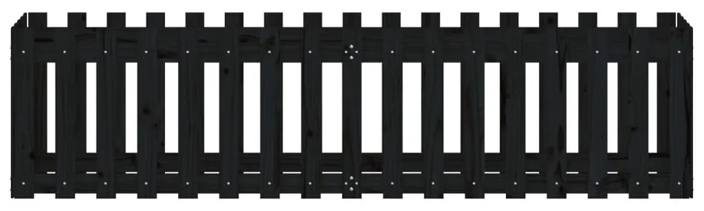 vidaXL Ζαρντινιέρα με Σχέδιο Φράχτη Μαύρη 200x50x50 εκ. Μασίφ Πεύκο