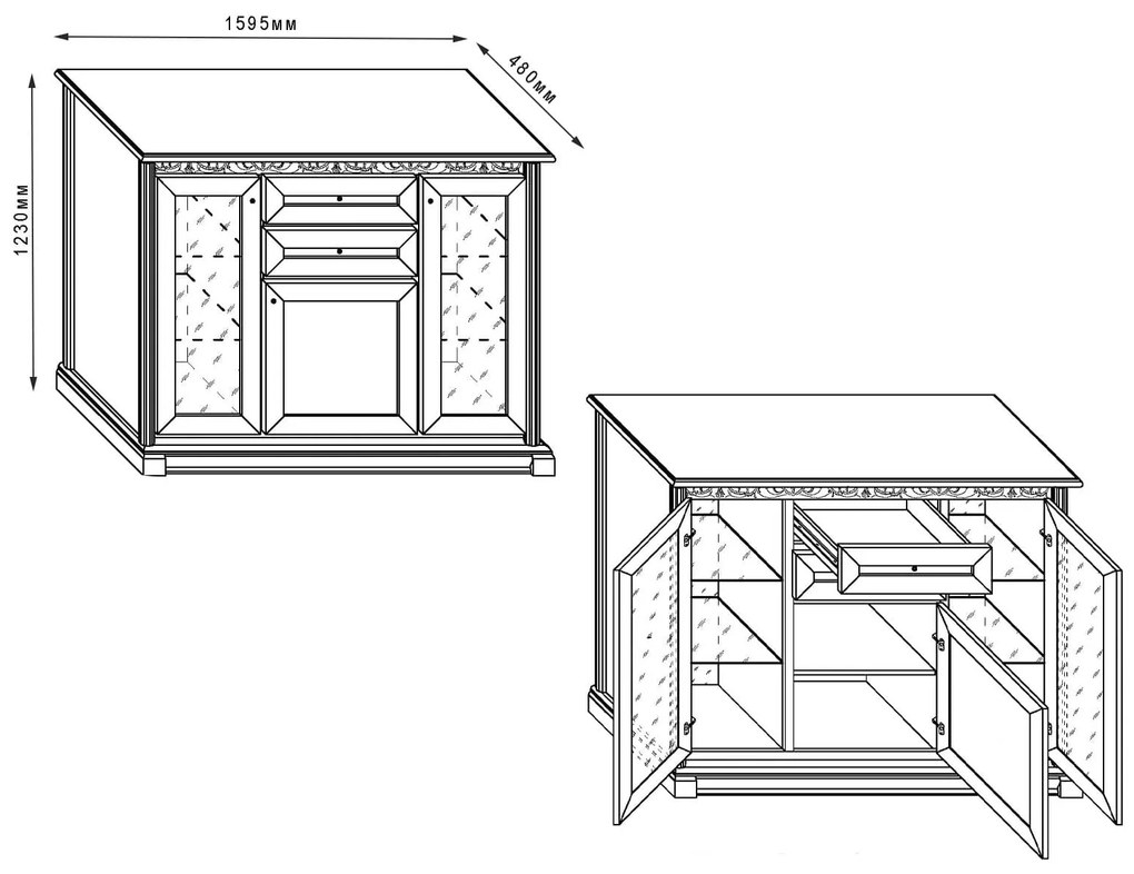 Μπουφές HEGG Chesnut/ MDF Provence 159.6×48x132cm