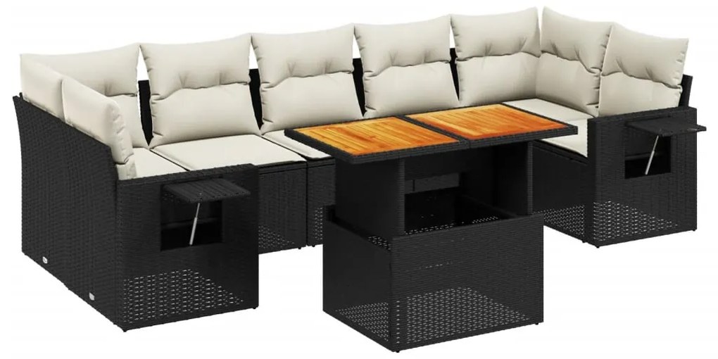 vidaXL Σαλόνι Κήπου 8 Τεμαχίων Μαύρο από Συνθετικό Ρατάν με Μαξιλάρια