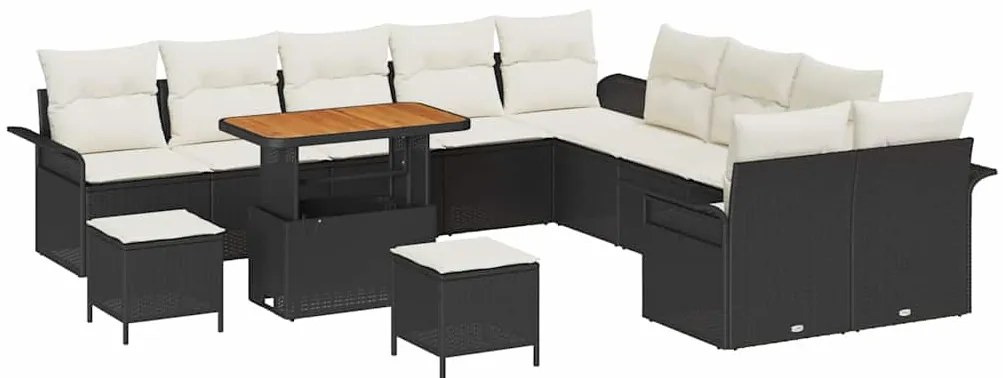 vidaXL Σετ Καναπέ Κήπου 13 pcs Μαύρο συνθετικό ρατάν