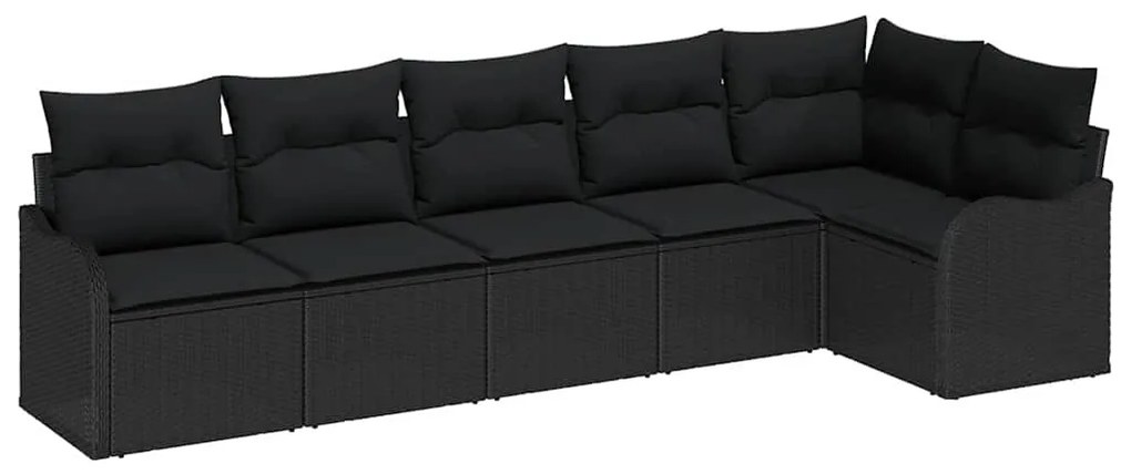 vidaXL Σετ Καναπέ Κήπου με μαξιλάρι 6 pcs Μαύρο Πολυ ράταν