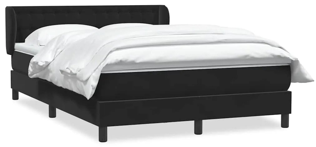 vidaXL Κρεβάτι Boxspring με Στρώμα Μαύρο 1140x210 εκ. Βελούδινο