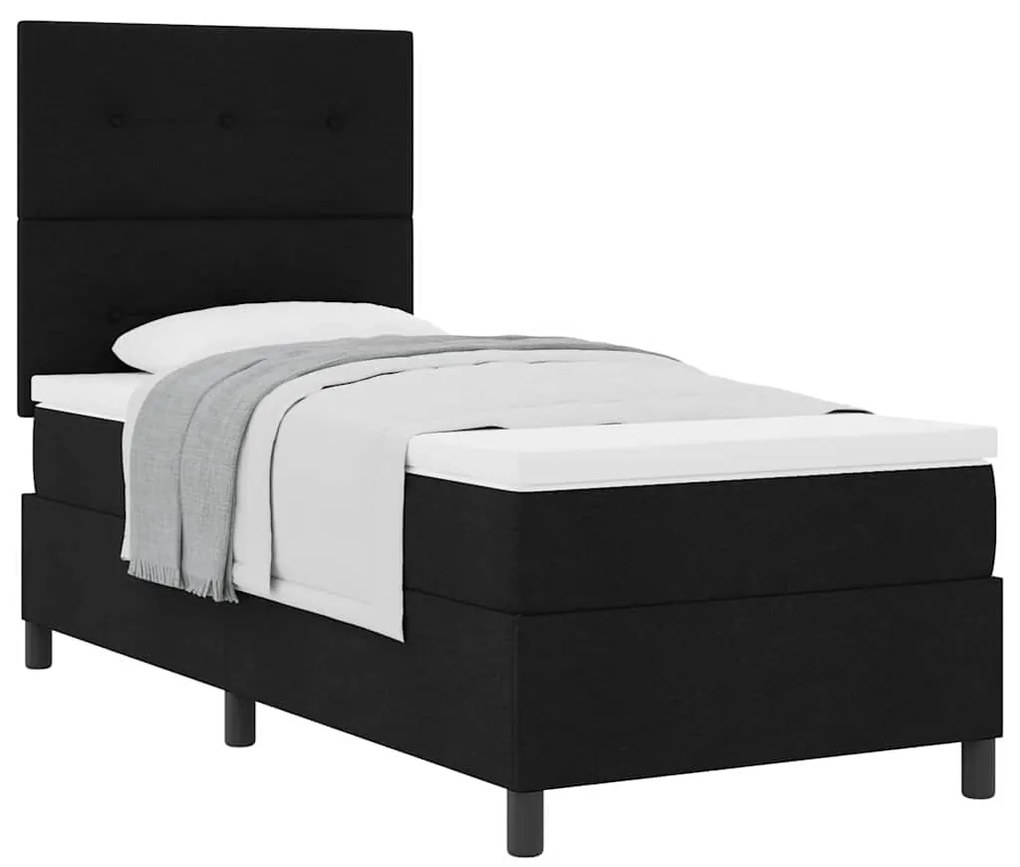 vidaXL Κρεβάτι με ελατήρια με στρώμα Μαύρο 80 x 200 cm ύφασμα