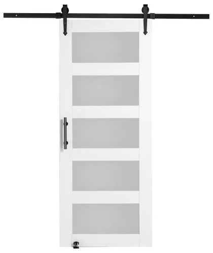 VEVOR Barn Door and Hardware Kit 30" x 84" Wood and Glass Sliding Barn Door Kit