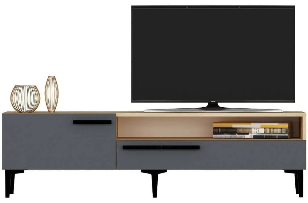Έπιπλο Tηλεόρασης Zera 475OLV1104 150x35x50cm Oak-Anthracite