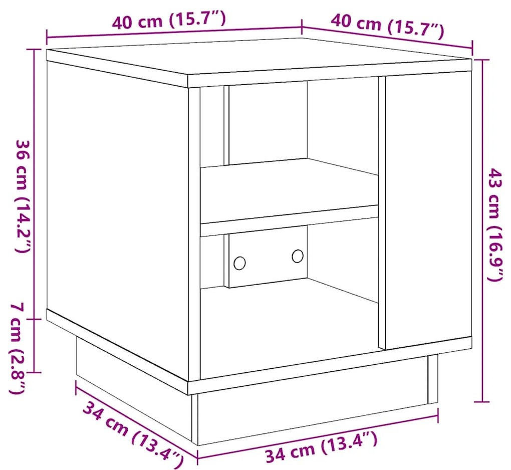 Τραπεζάκι σαλονιού Παλιό ξύλο 40x40x43 cm Κατασκευασμένο ξύλο - Καφέ
