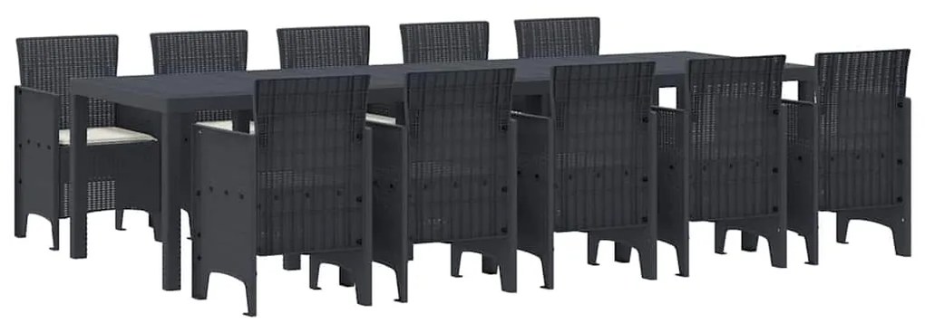 vidaXL Σέτ φαγητού για κήπο με μαξιλάρι 11 pcs Ανθρακί και Κρέμα