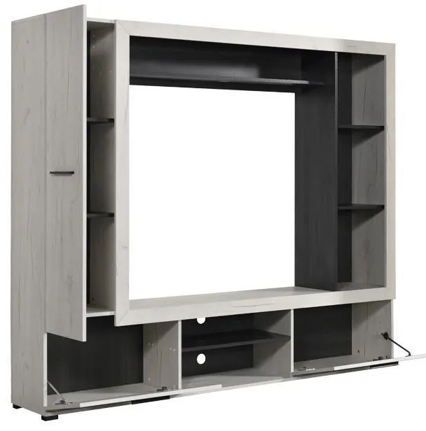 Κέντρο Ψυχαγωγίας - Σύνθεση Lorca Λευκός Δρύς - Μαύρο 195.5x3x171.5 εκ.