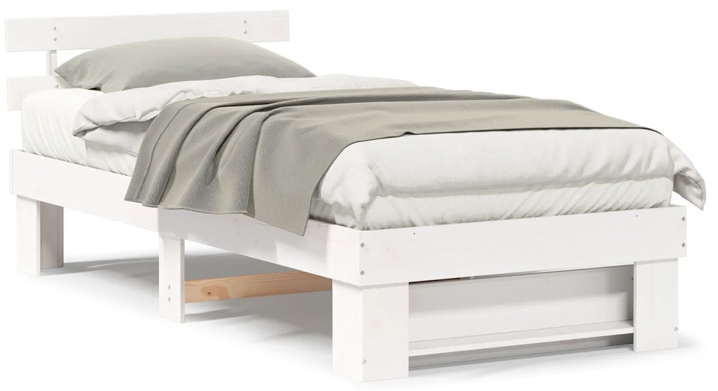 vidaXL Σκελετός Κρεβατιού Λευκό 80 x 200 cm Μασίφ ξύλο πεύκου