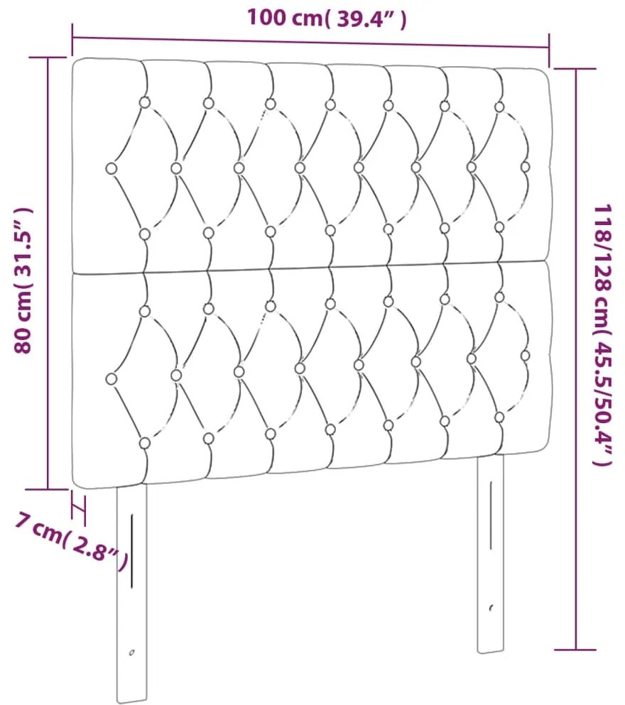 vidaXL Κεφαλάρι Κρεβατιού LED Ανοιχτό Γκρι 100x7x118/128εκ. Υφασμάτινο