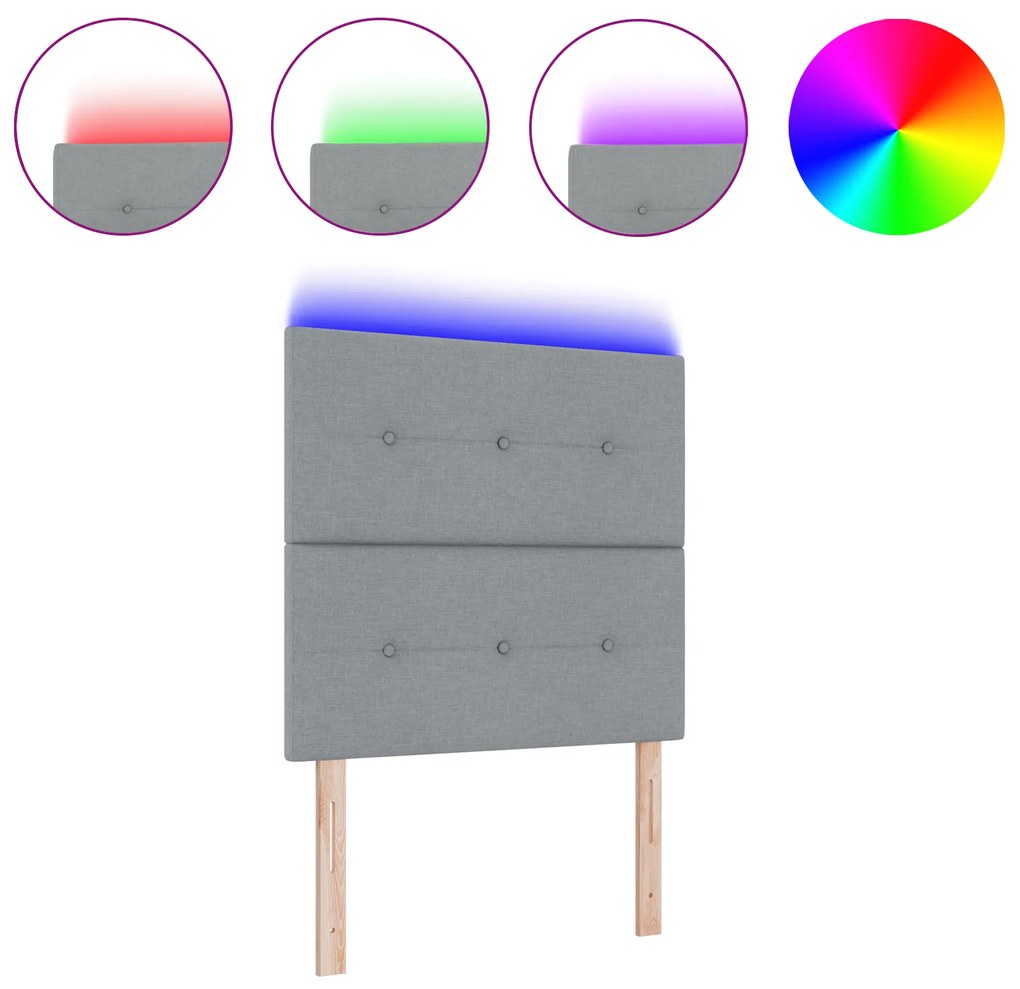 vidaXL LED Κεφαλάρι Φωτισμός Γκρι 80 εκ Ύφασμα