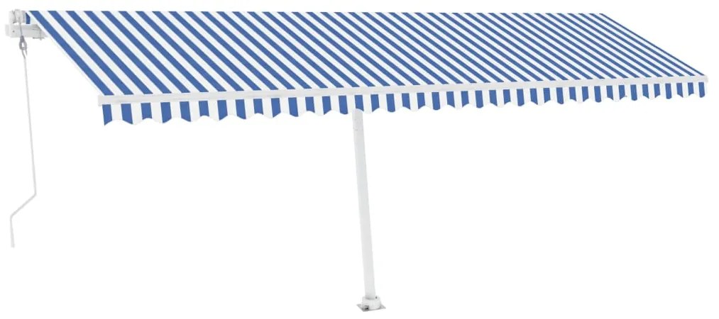 vidaXL Τέντα Αυτόματη με LED &amp; Αισθ. Ανέμου Μπλε/Λευκό 600x350 εκ.