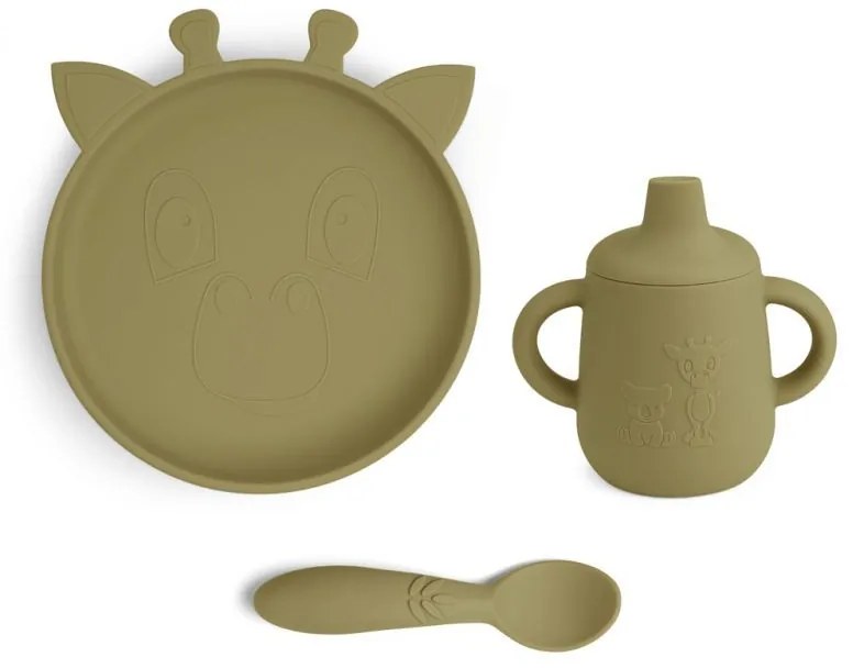 Nuuroo Elke Σετ φαγητού σιλικόνης 3τμχ Olive Green