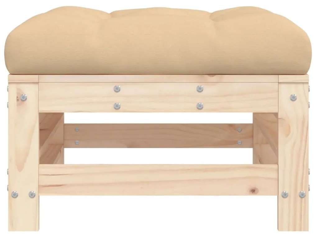 vidaXL Υποπόδιο Κήπου με Μαξιλάρι από Μασίφ Ξύλο Πεύκου