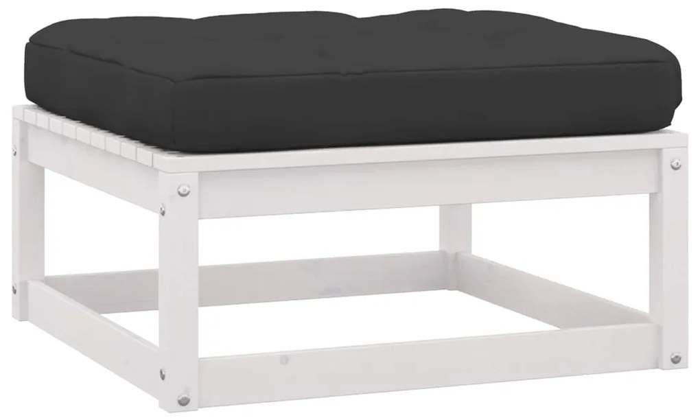 vidaXL Σαλόνι Κήπου 10 τεμ. Λευκό από Μασίφ Ξύλο Πεύκου με Μαξιλάρια