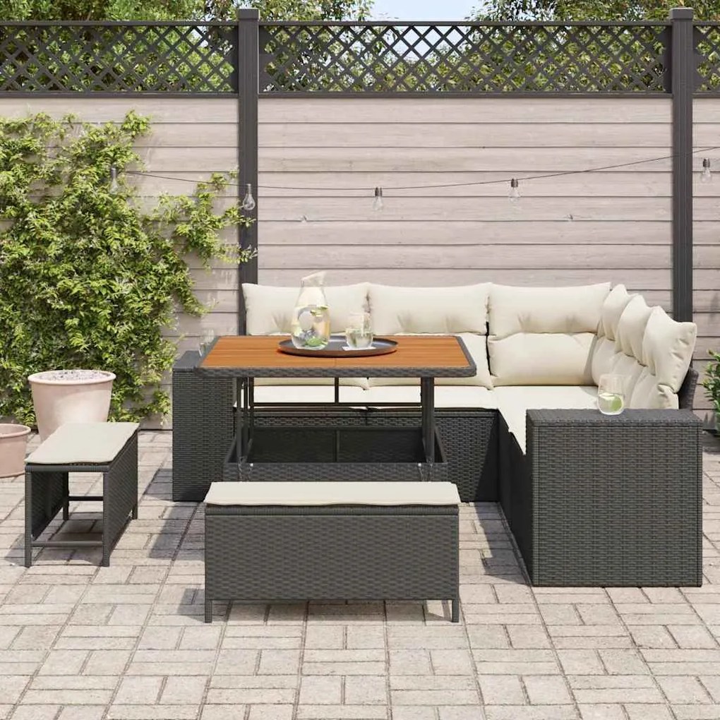 vidaXL Σετ Καναπέ Κήπου 8 pcs Μαύρο συνθετικό ρατάν