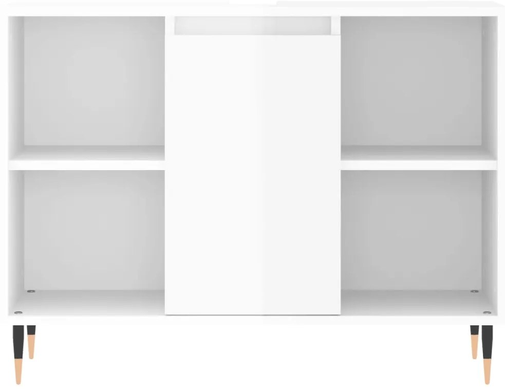 vidaXL Ντουλάπι Μπάνιου Γυαλ. Λευκό 80 x 33 x 60 εκ. από Επεξεργ. Ξύλο