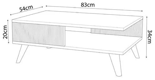 Τραπέζι σαλονιού Flipter μελαμίνης oak-μαύρο 83x54x34εκ 83x34x54 εκ.