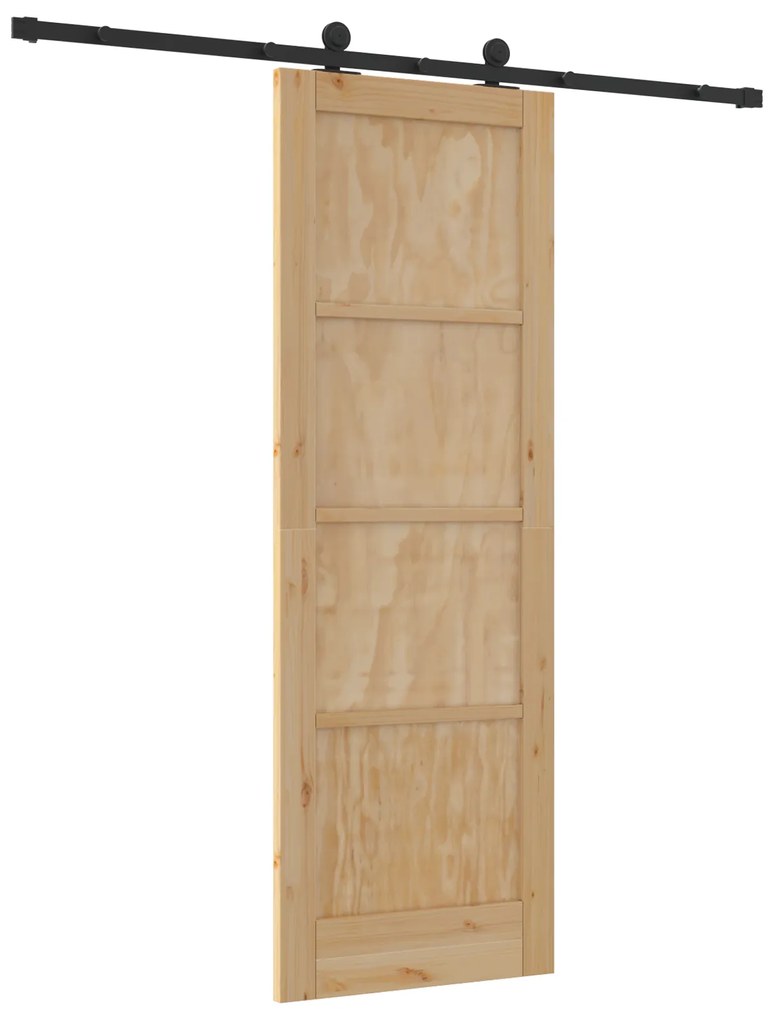 vidaXL Συρόμενη Πόρτα με Σετ Εξαρτημάτων 73.5x211 cm Μασίφ Ξύλο Πεύκου
