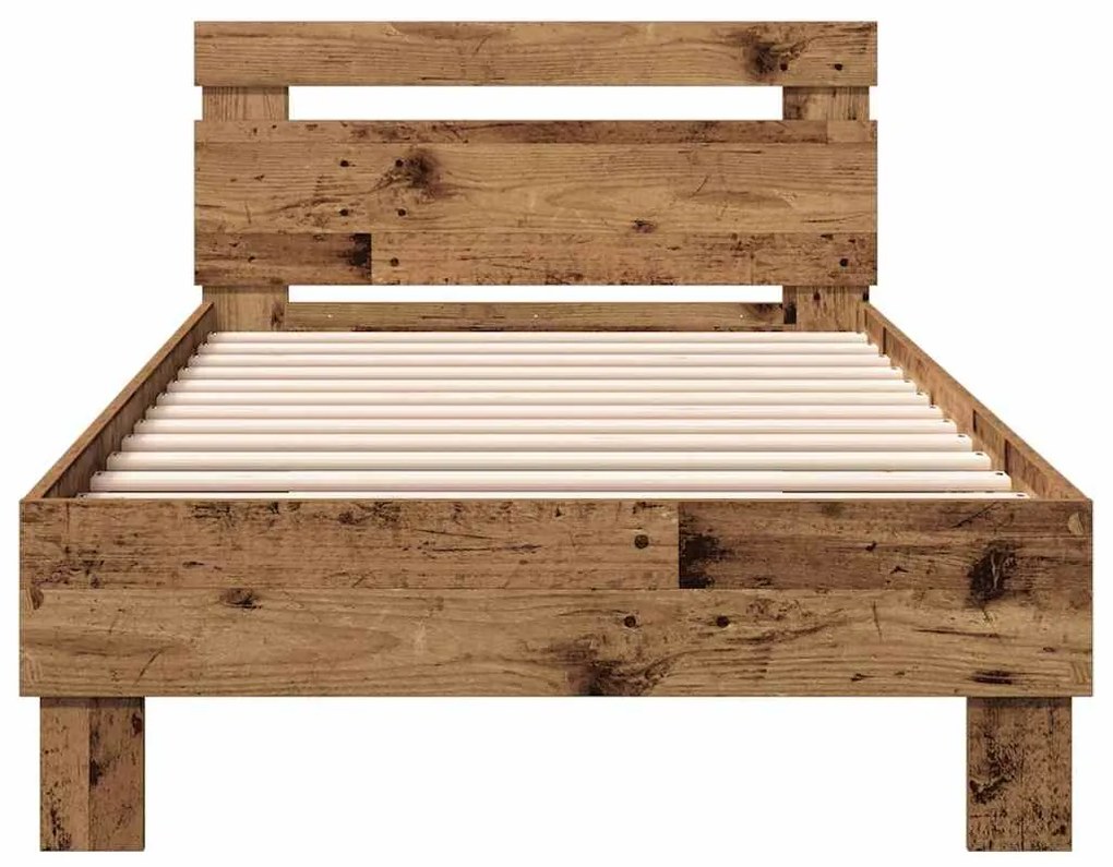 vidaXL Σκελετός Κρεβατιού με κεφαλάρι Παλιό ξύλο 203 x 95 x 70 εκ