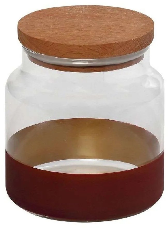 Βάζο Αποθήκευσης Με Καπάκι Alfa RAB637 635ml Φ10x11cm Red-Gold Espiel Wood, Glass