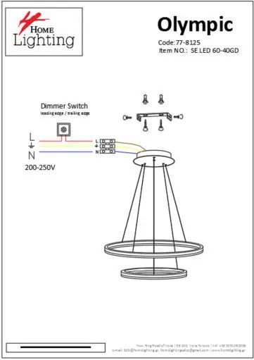 Γραμμικό Φωτιστικό SE LED 60-40 OLYMPIC PENDANT GOLD MAT Β5 - 51W - 100W - 77-8125