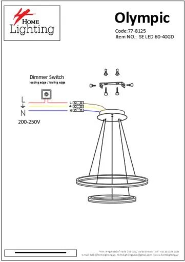 Γραμμικό Φωτιστικό SE LED 60-40 OLYMPIC PENDANT GOLD MAT Β5 - Μέταλλο - 77-8125