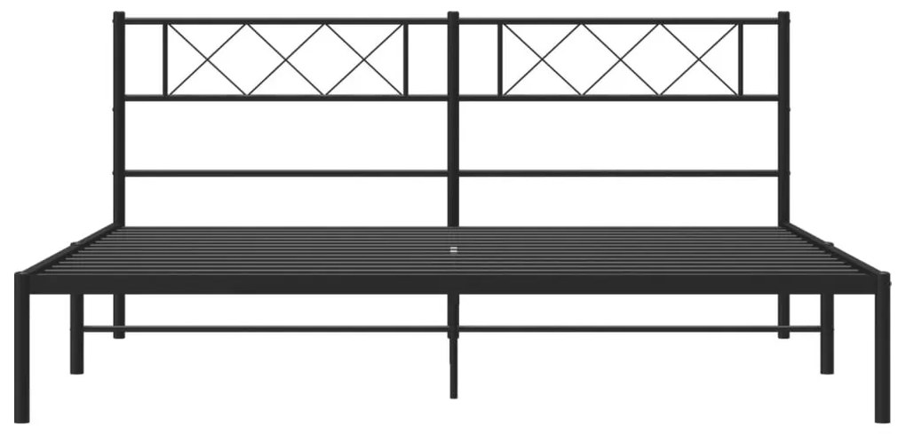 Πλαίσιο Κρεβατιού με Κεφαλάρι Μαύρο 193 x 203 εκ. Μεταλλικό - Μαύρο