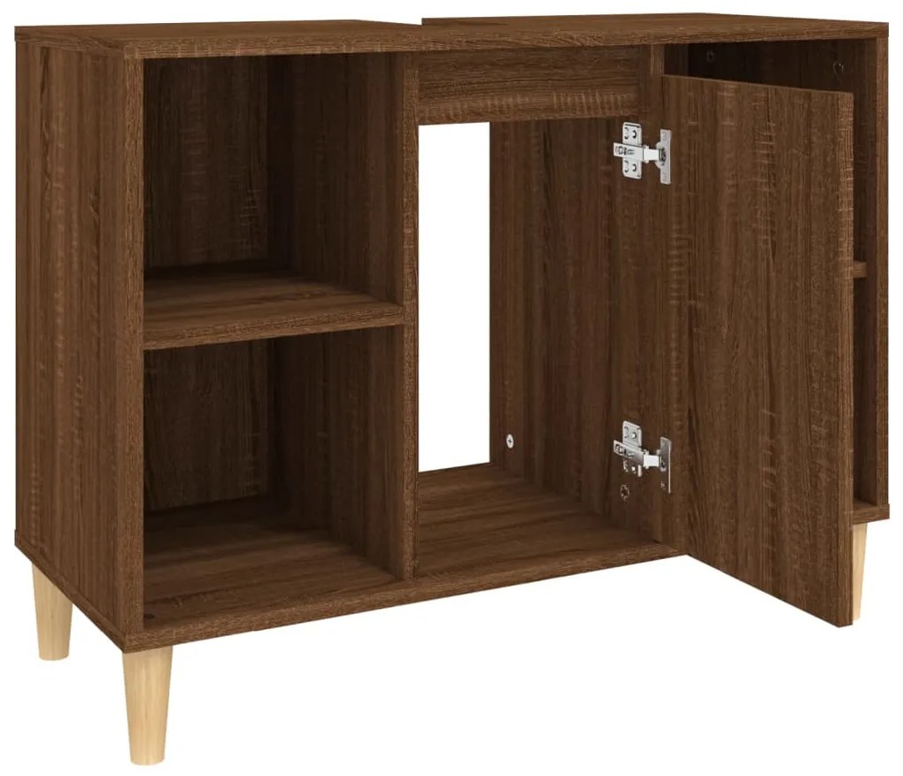 vidaXL Ντουλάπι Νιπτήρα Καφέ Δρυς 80 x 33 x 60 εκ. Επεξεργασμένο Ξύλο