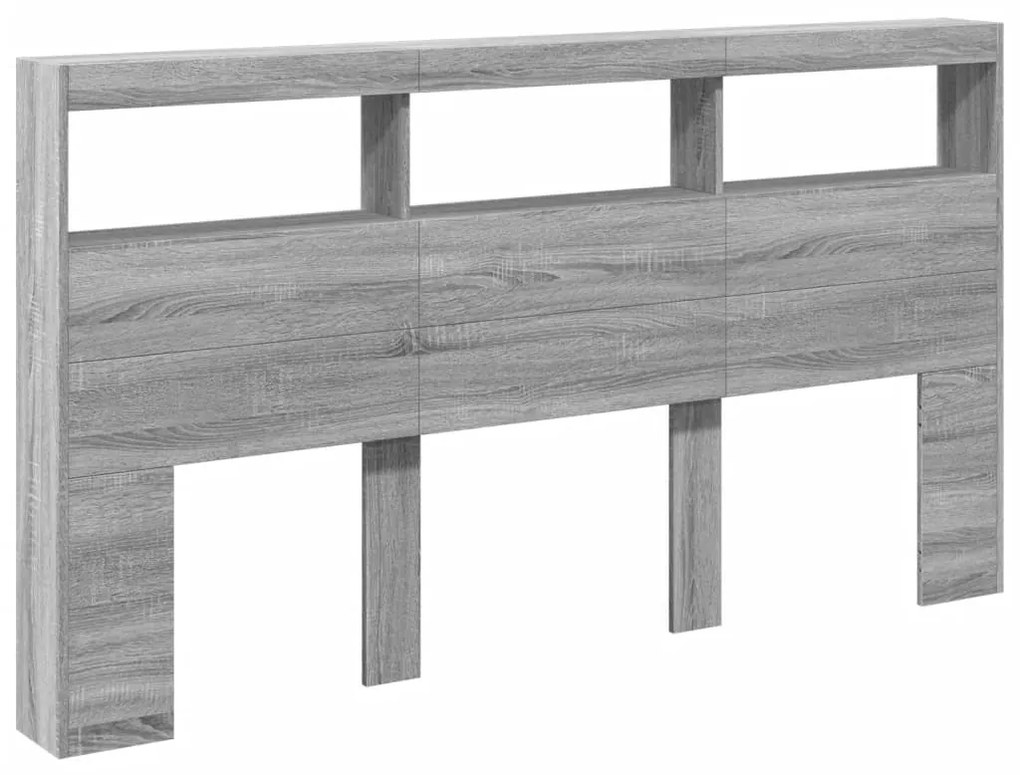 vidaXL Κεφαλάρι με Αποθηκ. Χώρο & LED Γκρι Sonoma 180x17x102 εκ.