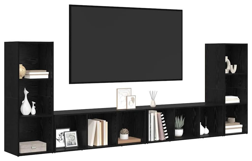 vidaXL Ντουλάπι TV 4 pcs Μαύρη δρυς 37 x 35 x 107.5 εκ