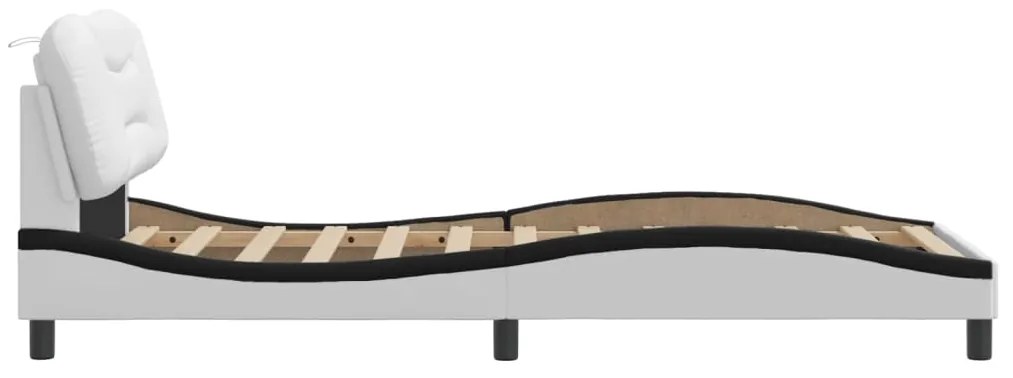 vidaXL Πλαίσιο κρεβατιού χωρίς Στρώμα Hvar Λευκό/Μαύρο 80x200εκ Συνθ. Δέρμα
