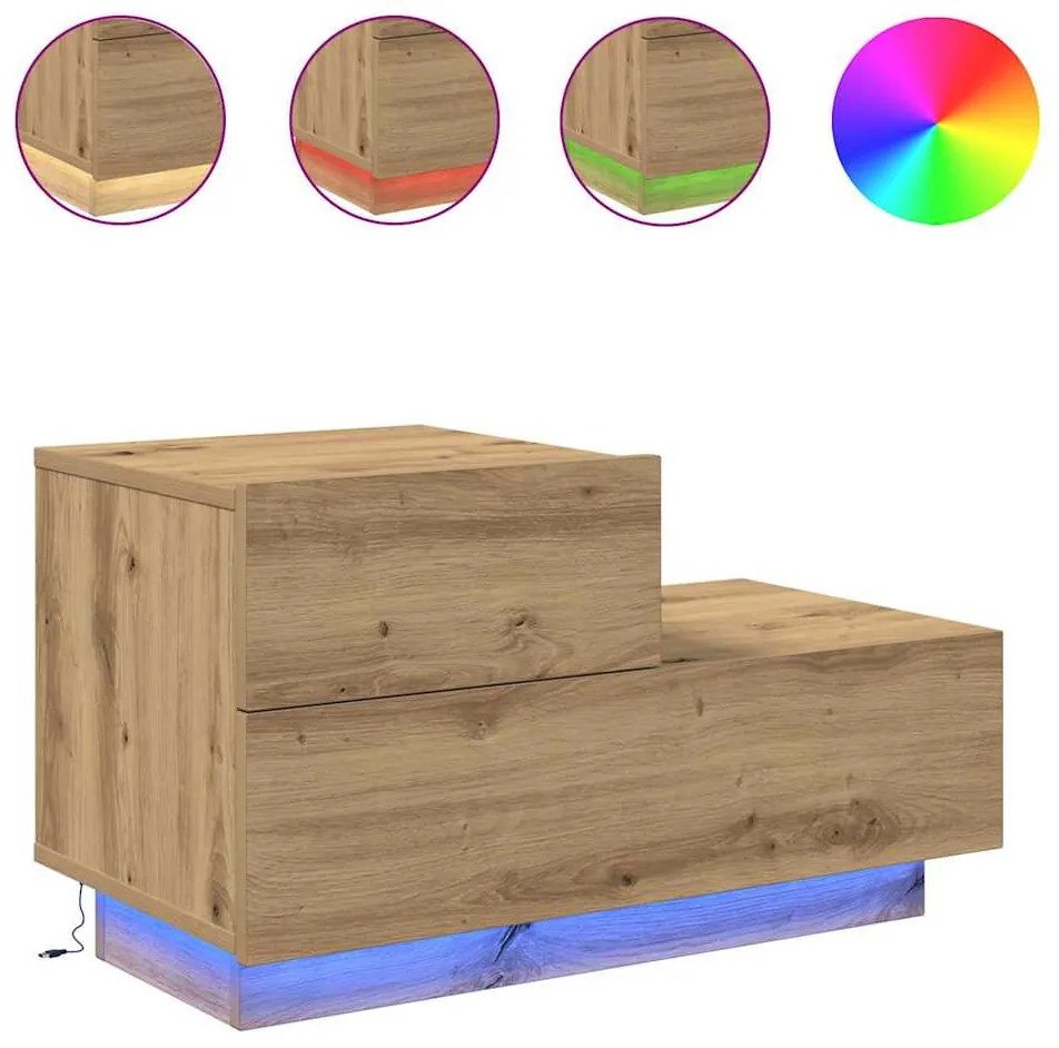 vidaXL Κομοδίνο artisan δρυς 70 x 36 x 40.5 εκ. Επεξεργασμένο ξύλο