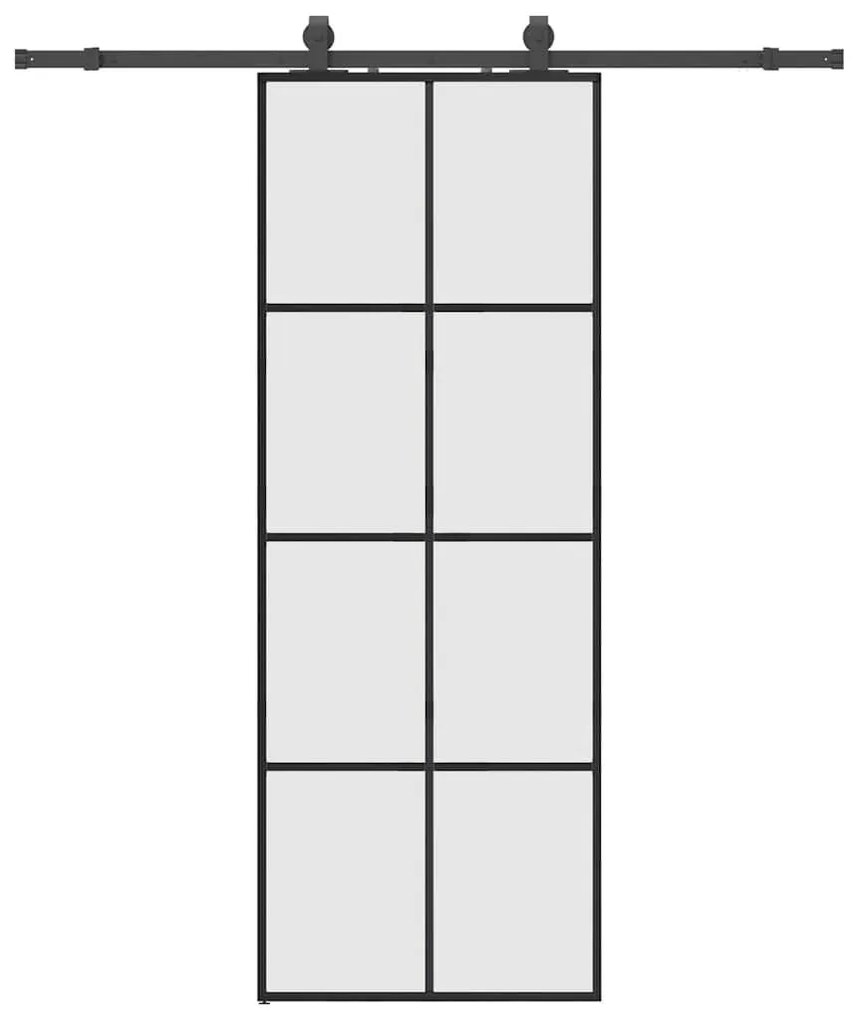 Συρόμενη Πόρτα με Μηχανισμό Μαύρο 76x205 εκ. Γυαλί ESG - Μαύρο