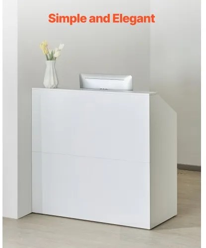 VEVOR Reception Desk Rectangular Front Counter Table 46.46 in White Office Table