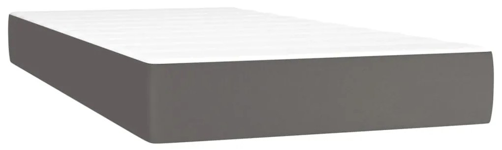 vidaXL Κρεβάτι Boxspring με Στρώμα &amp; LED Γκρι 90x200 εκ. Συνθ. Δέρμα