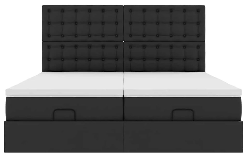 vidaXL Οθωμανικό κρεβάτι με στρώματα Μαύρο 200x200cm Faux Leather