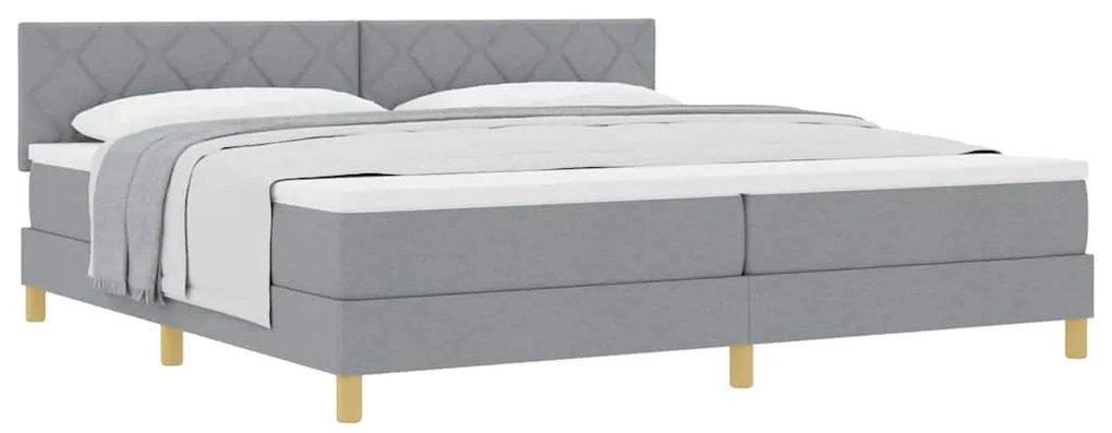 vidaXL Κρεβάτι box spring με στρώμα Ανοιχτό γκρι 200 x 200 cm ύφασμα