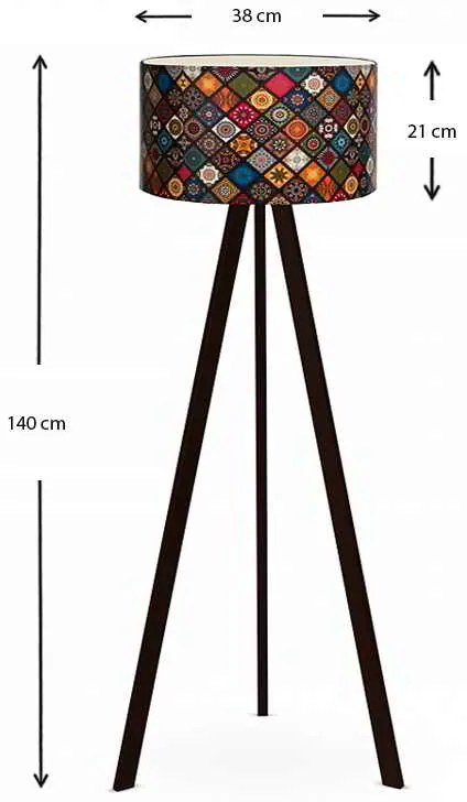 Φωτιστικό δαπέδου Rosling Megapap Mdf/ύφασμα/Pvc χρώμα μαύρο/πολύχρωμο 38x21x140εκ.