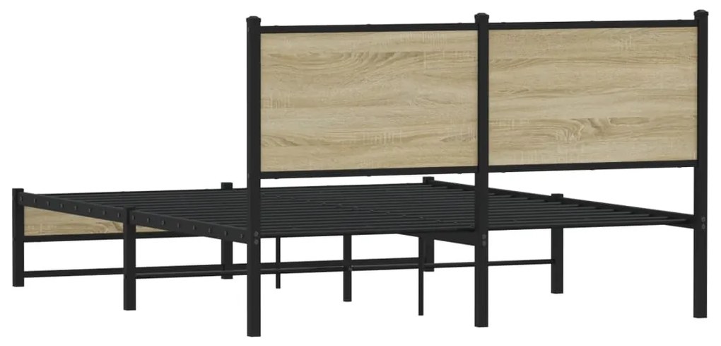 vidaXL Σκελετός Κρεβ. Χωρίς Στρώμα Sonoma Δρυς 140x200 εκ. Μεταλλικό
