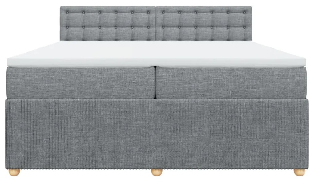 vidaXL Κρεβάτι Boxspring με Στρώμα Ανοιχτό Γκρι 200x200 εκ. Υφασμάτινο
