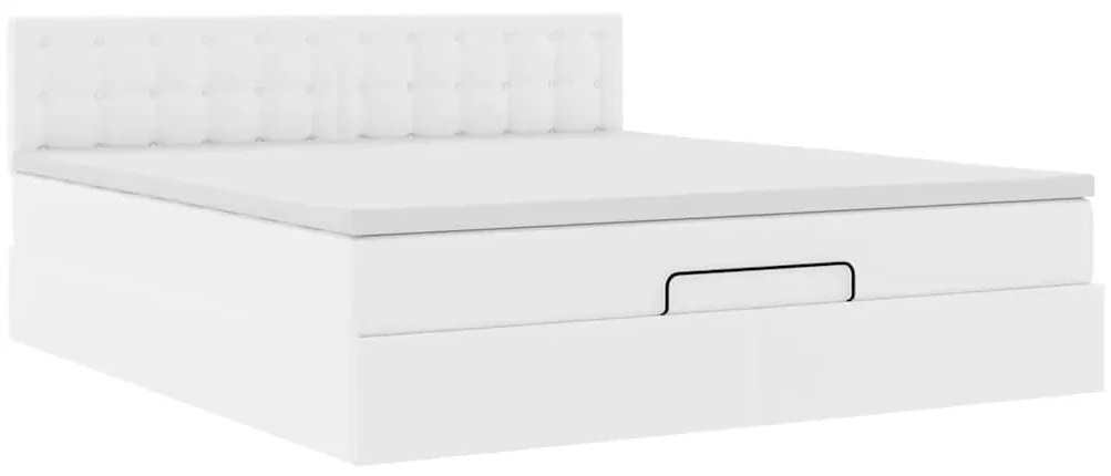 vidaXL Οθωμανικό κρεβάτι με στρώμα Λευκό 160x200cm Faux Leather