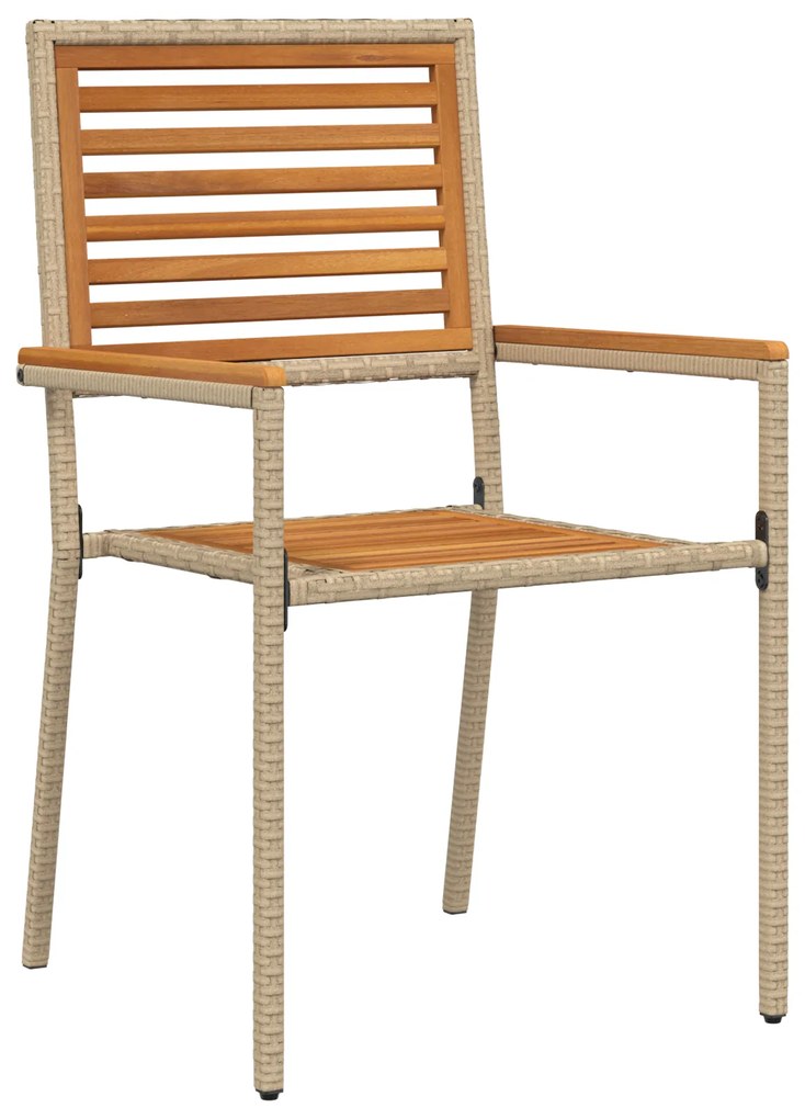 vidaXL 3 Piece Garden Dining Set Beige Poly Rattan Acacia