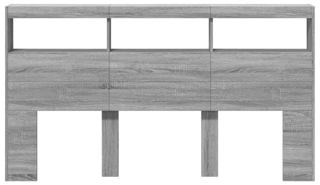 vidaXL Κεφαλάρι με Αποθηκ. Χώρο & LED Γκρι Sonoma 180x17x102 εκ.