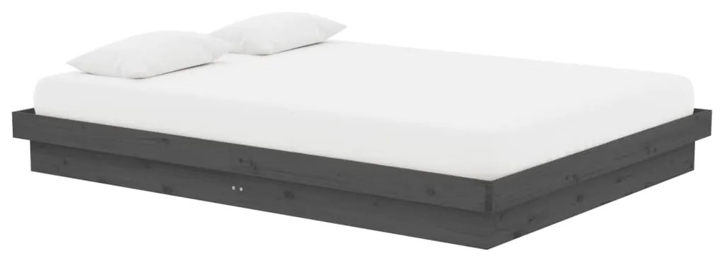 vidaXL Πλαίσιο Κρεβατιού Γκρι 140 x 190 εκ. από Μασίφ Ξύλο