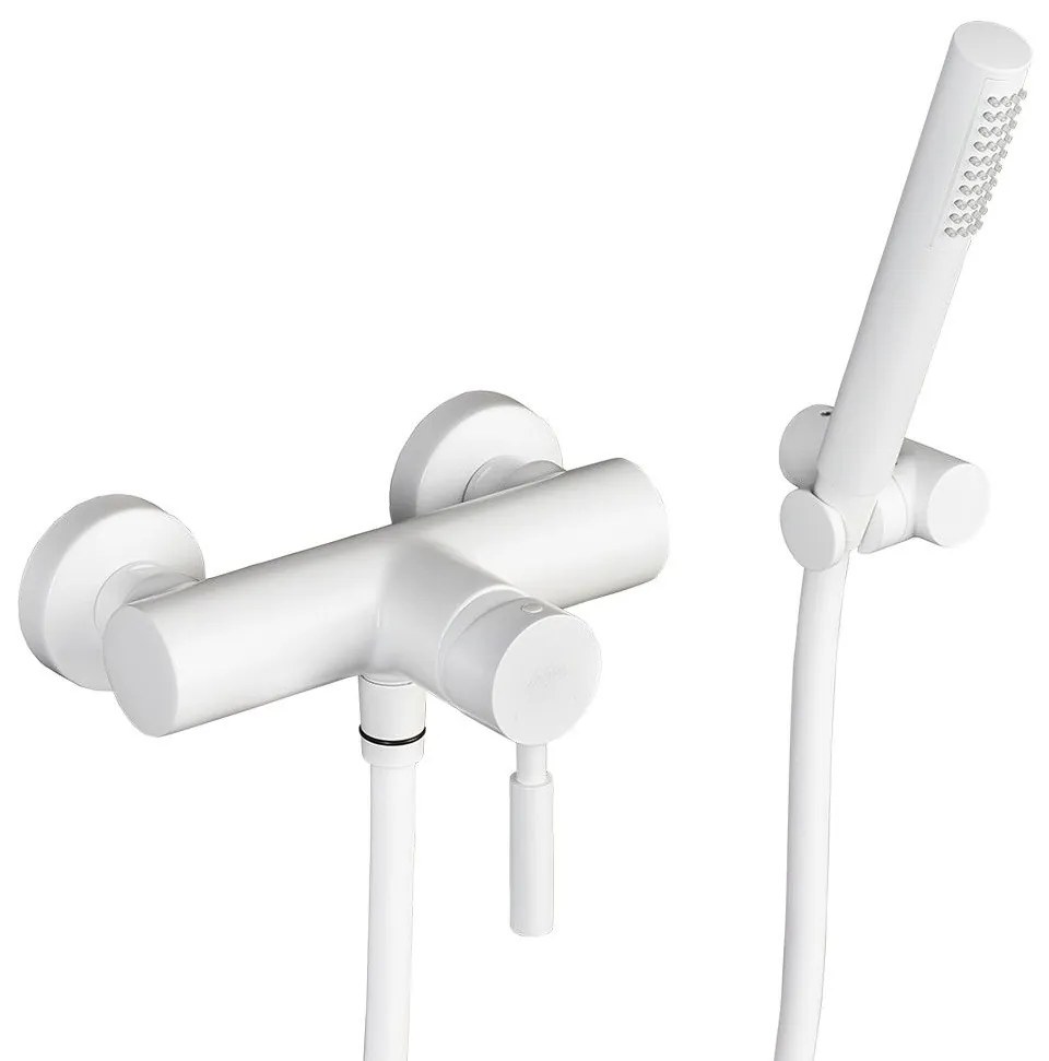 La Torre New Tech White Matt Μπαταρία Ντουζιέρας με Tηλέφωνο Anticalcare, Eπίτοιχο Στήριγμα Τηλεφώνου&amp;Άθραυστο Σπιράλ 12060-300