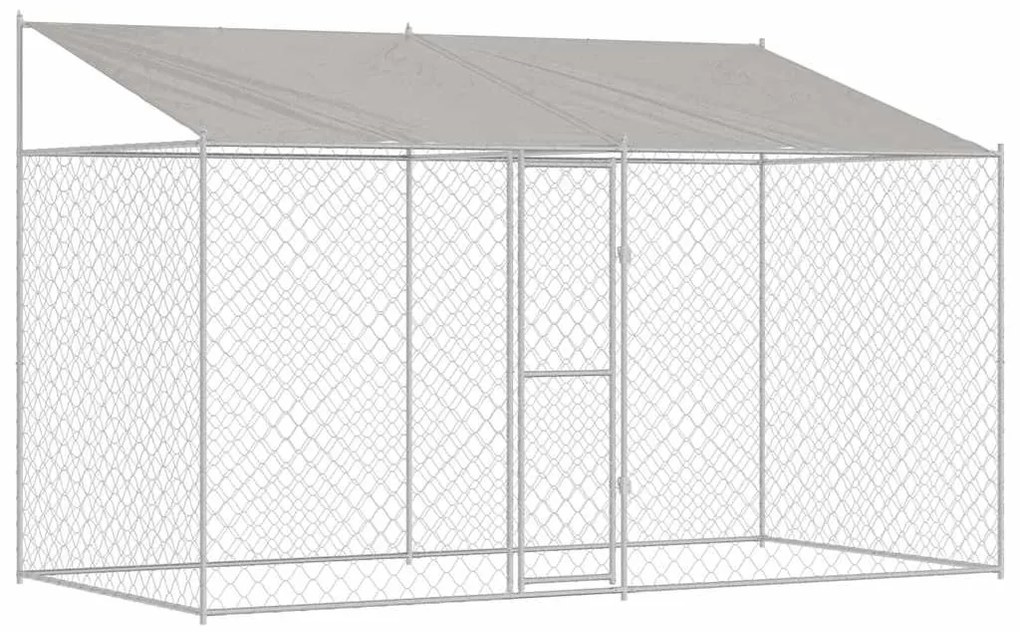 vidaXL Κλουβί σκύλου Ασημί 400 x 200 x 256 εκ Επικαλυμμένος Χάλυβας