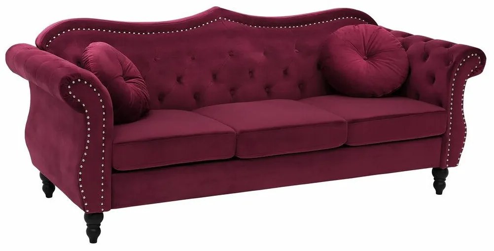 Καναπές chesterfield Berwyn 794, Κόκκινο, 200x83x91cm, Πόδια: Ξύλο,Πεύκο, Ευκάλυπτος